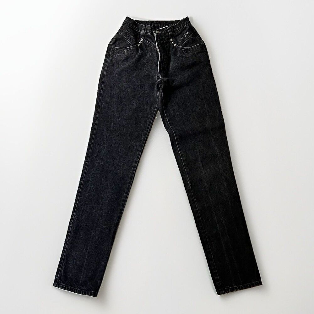 VTG Rockies Rocky Mountain Jeans Western Womens 29/9 35” Black Bareback Denim